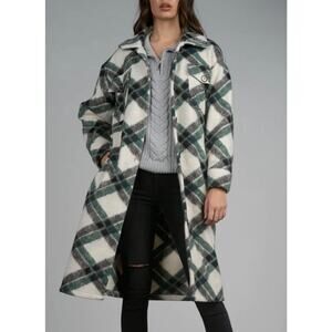Elan Oversized Green Plaid Shirt Jacket